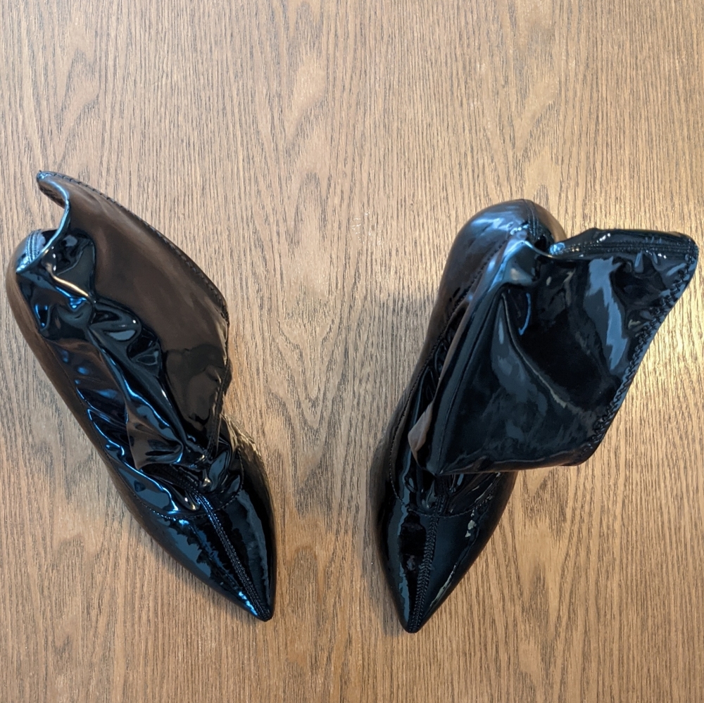 Black Patent Esmerelda Sock Boots - Picture 3 of 9